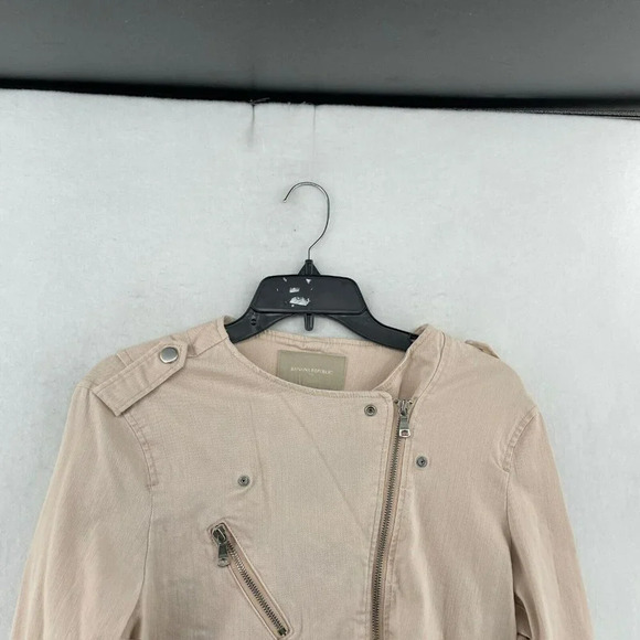 Banana Republic Jacket Women's Sz M Blush Pink Full-Zip Cropped Motorcycle Coat - Picture 7 of 12